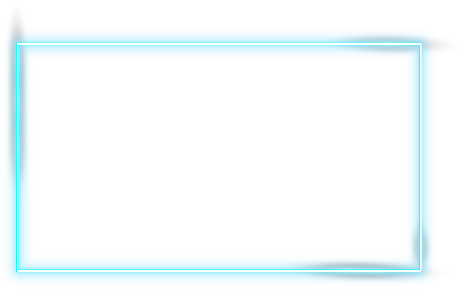 Neon glowing rectangle frame in blue light